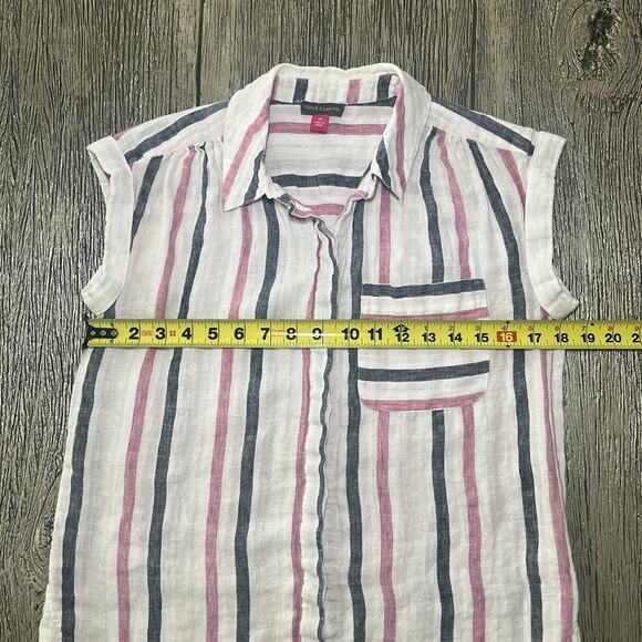 VINCE CAMUTO Womens Sleeveless Button Shirt Size XS %100 Linen - Picture 3 of 6